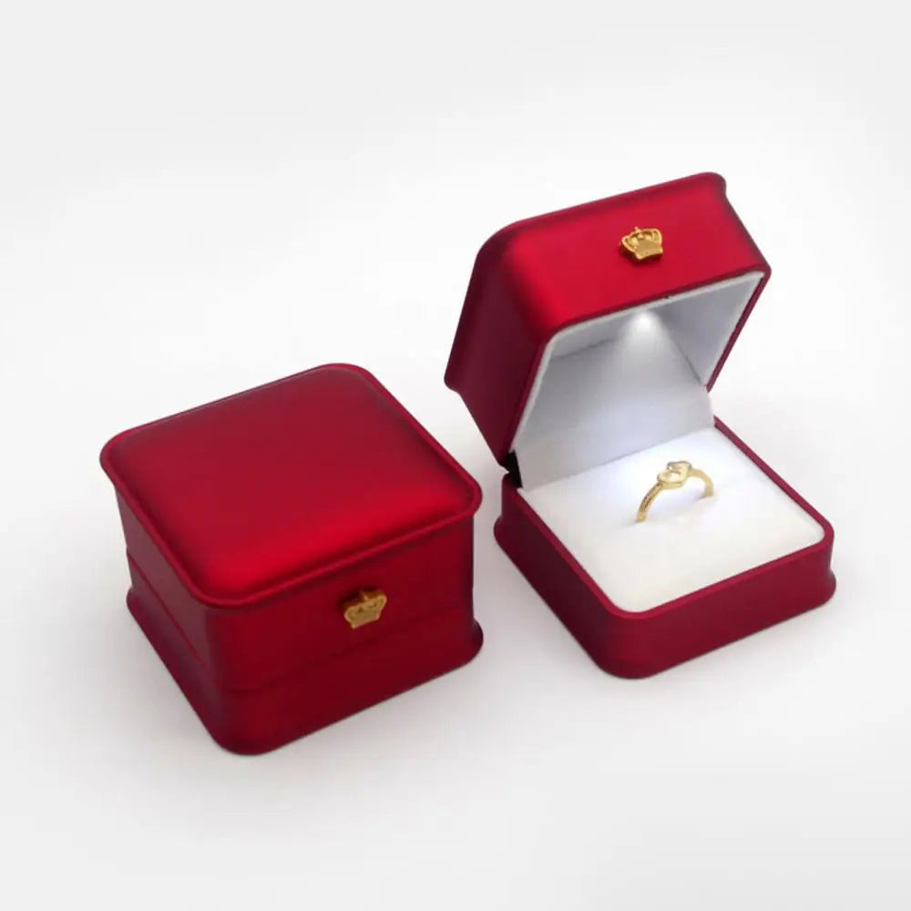 LED Luxury Velvet Jewelry Ring Box – Proposal Engagement Wedding Gift Display