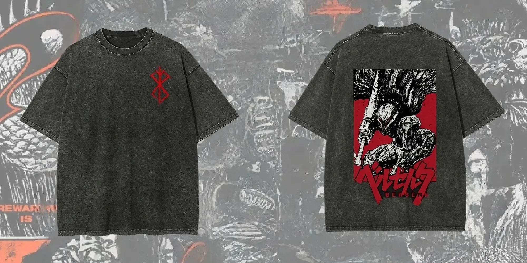 Men's Washed Anime Graphic T-Shirt – Oversized Baggy Streetwear Tee