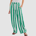 Women’s Striped High Waist Wide Leg Palazzo Pants – Color Block Lounge Trousers
