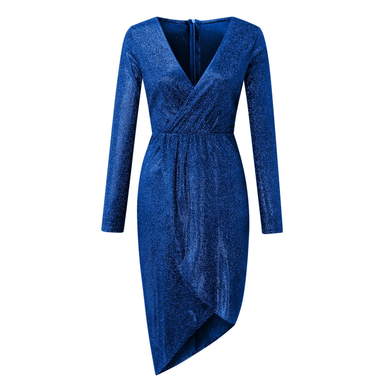 Women’s Slim Night Club Party Dress – Deep V Hot Stamp Wrap Hip Long Sleeve