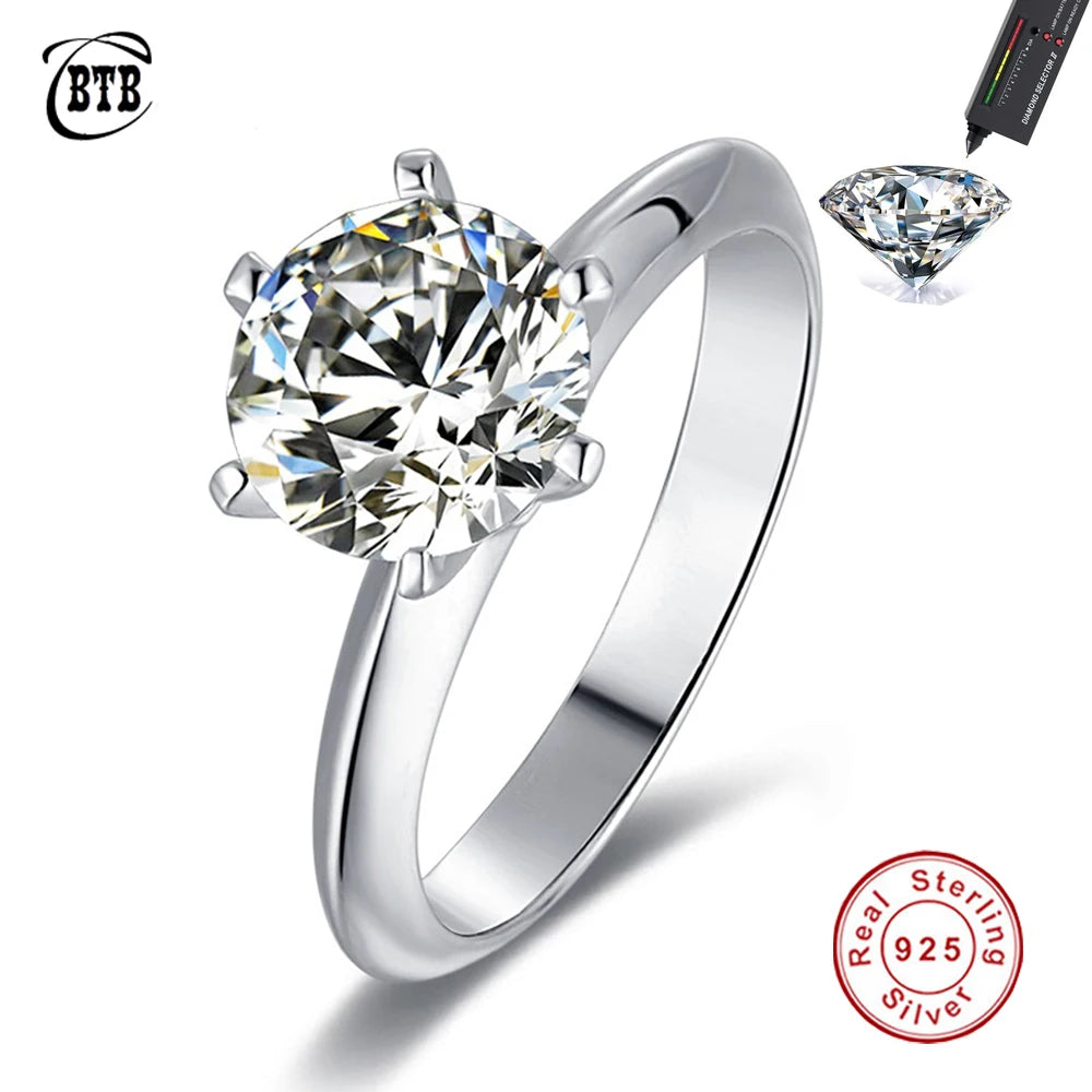 925 Sterling Silver Moissanite Ring – 1-3ct D Color Luxury Diamond Alternative