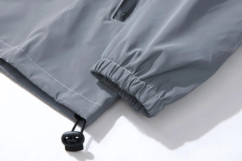 Men's Night Reflective Windbreaker – Waterproof Hip Hop Hooded Zip Jacket