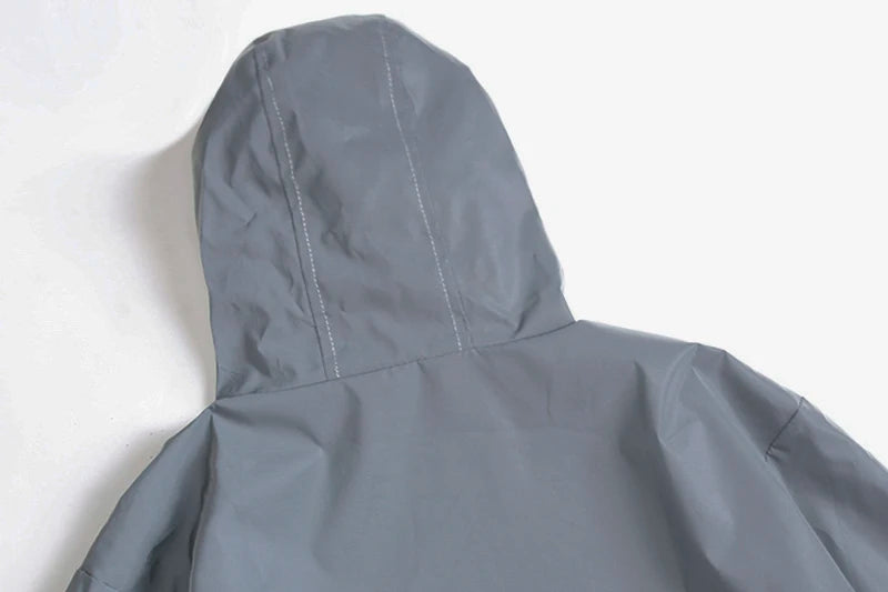 Men's Night Reflective Windbreaker – Waterproof Hip Hop Hooded Zip Jacket