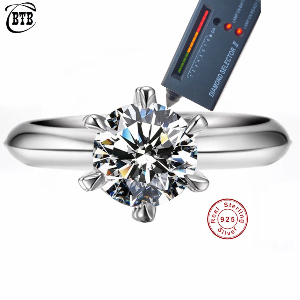 925 Sterling Silver Moissanite Ring – 1-3ct D Color Luxury Diamond Alternative