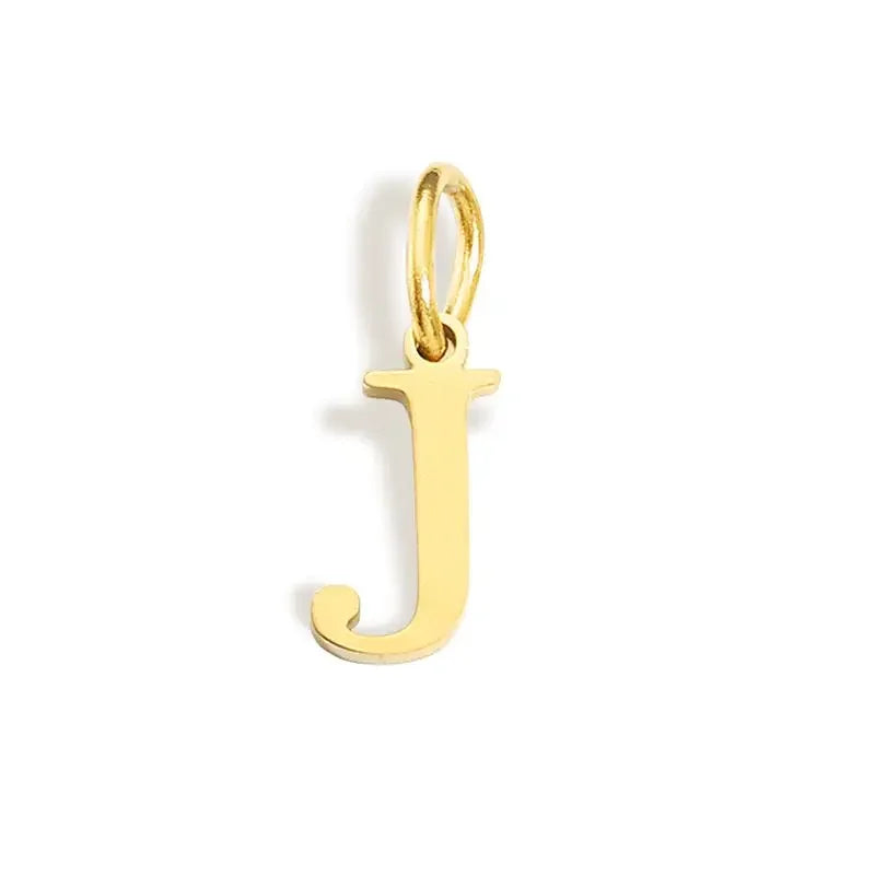 Gold Initial Letter Charm Pendant – Stainless Steel A-Z Personalized Necklace Gift