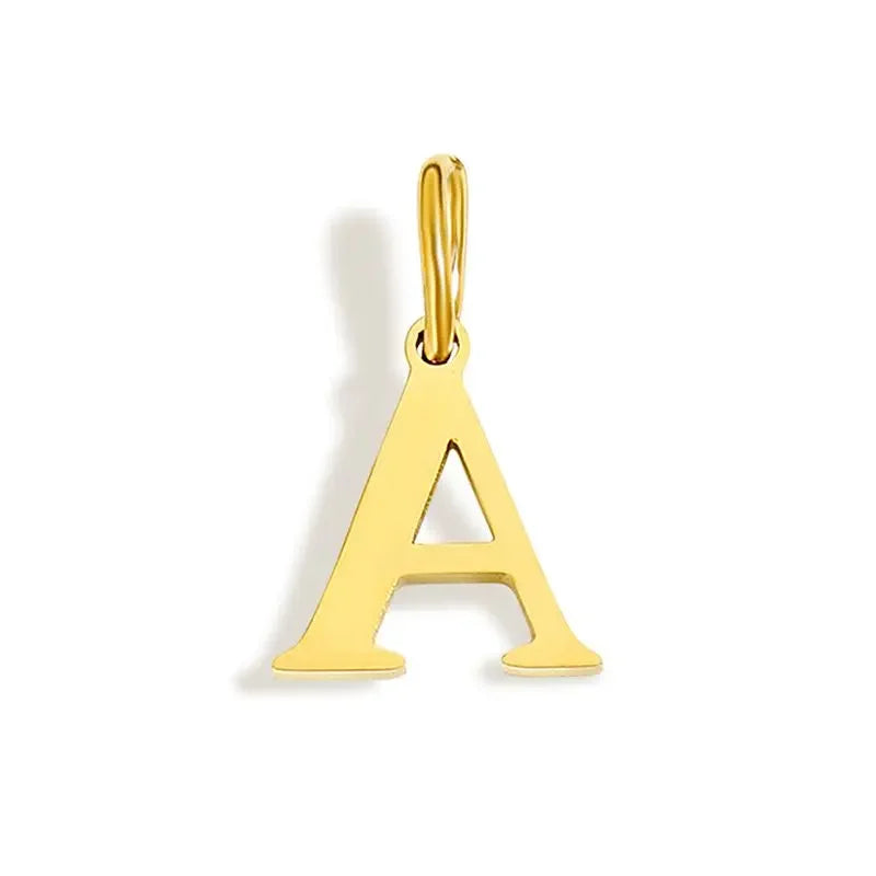 Gold Initial Letter Charm Pendant – Stainless Steel A-Z Personalized Necklace Gift