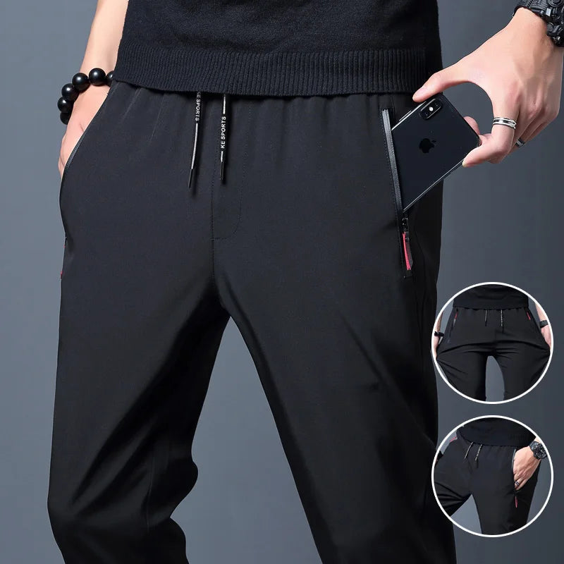 Men’s Slim Fit Stretch Jogger Pants – Elastic Waist Business Casual Korean Style