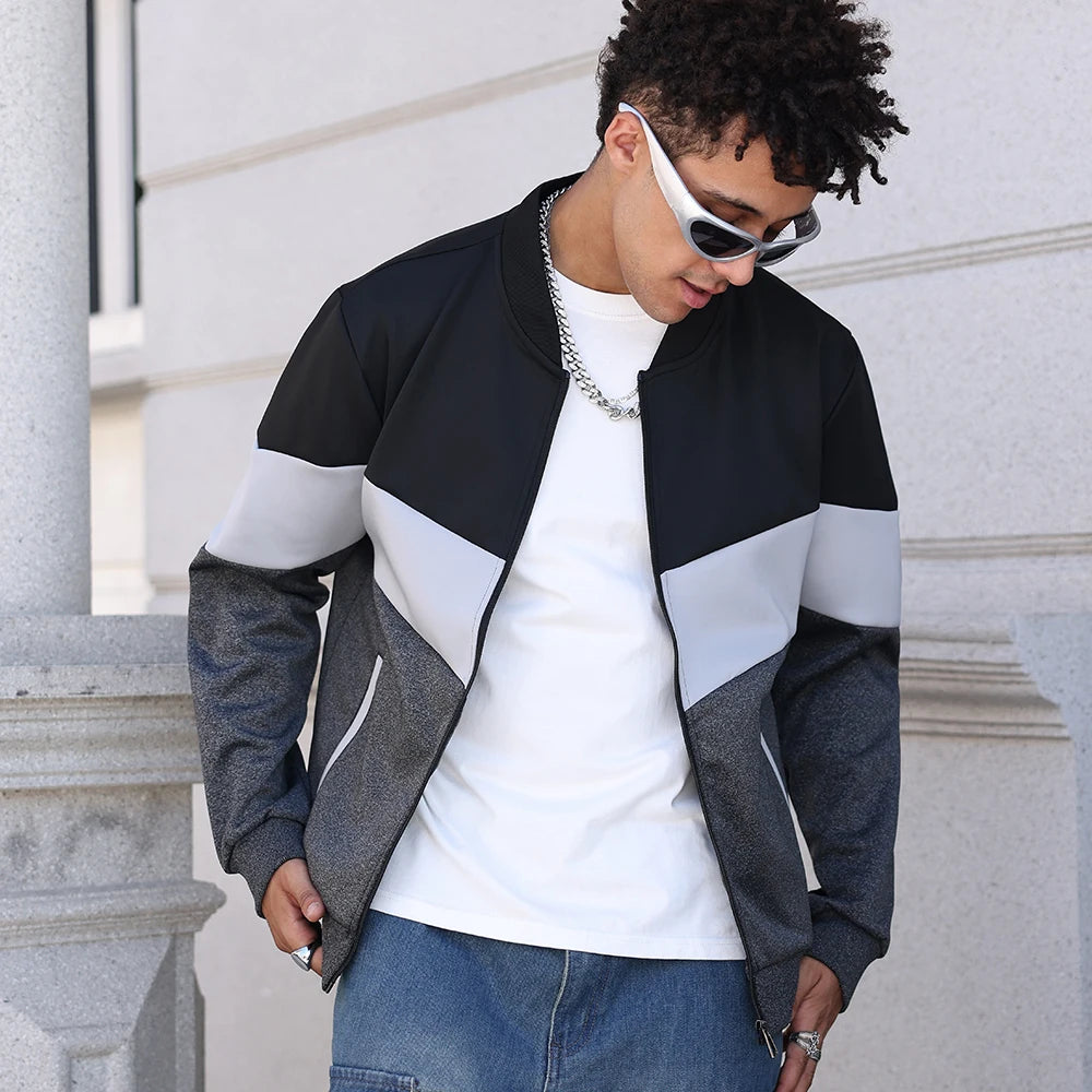 Men's Zip-Up Bomber Windbreaker Jacket – Streetwear Business Casual Spring Coat