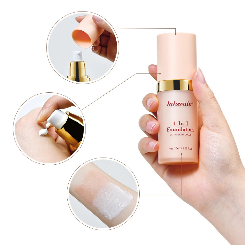 4-in-1 SPF30 Full Coverage Foundation – Waterproof Hydrating Concealer Skin Tone