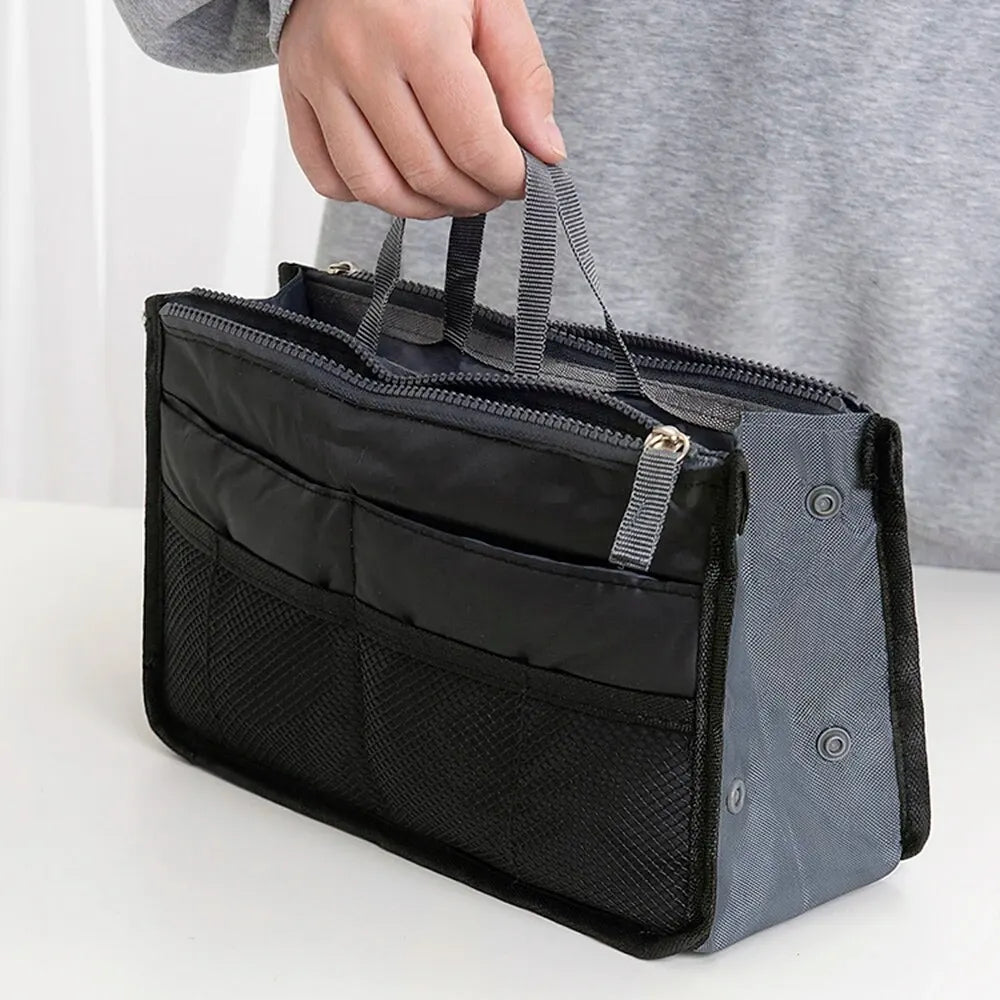 Large Double Zipper Travel Makeup Bag – Multi-Pocket Cosmetic Toiletry Organizer
