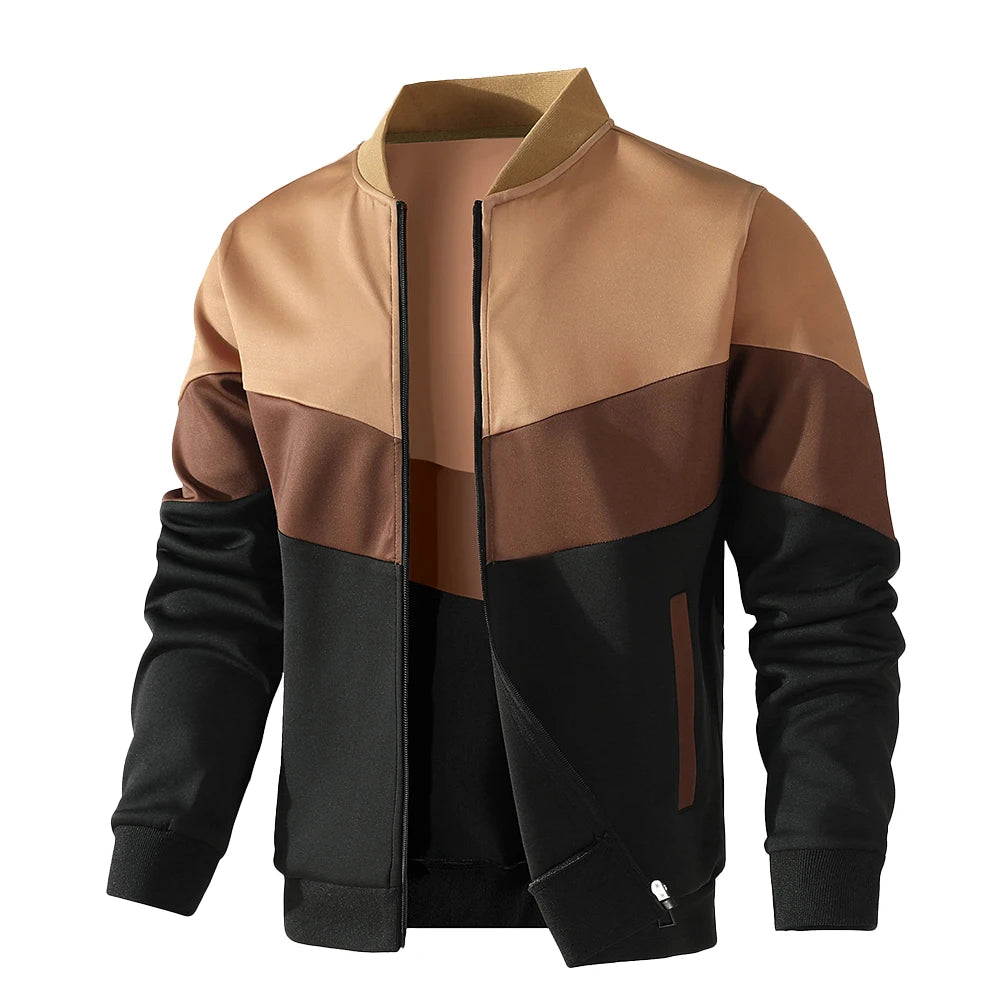 Men's Zip-Up Bomber Windbreaker Jacket – Streetwear Business Casual Spring Coat