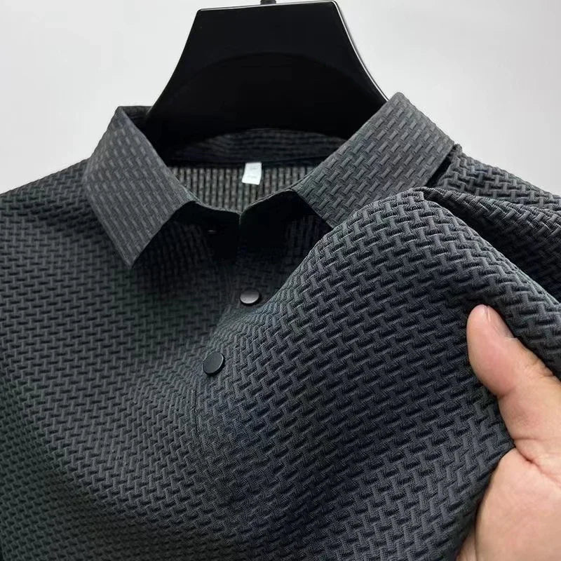 Men's Bone Print Polo Shirt – Breathable Casual Short Sleeve Summer Top