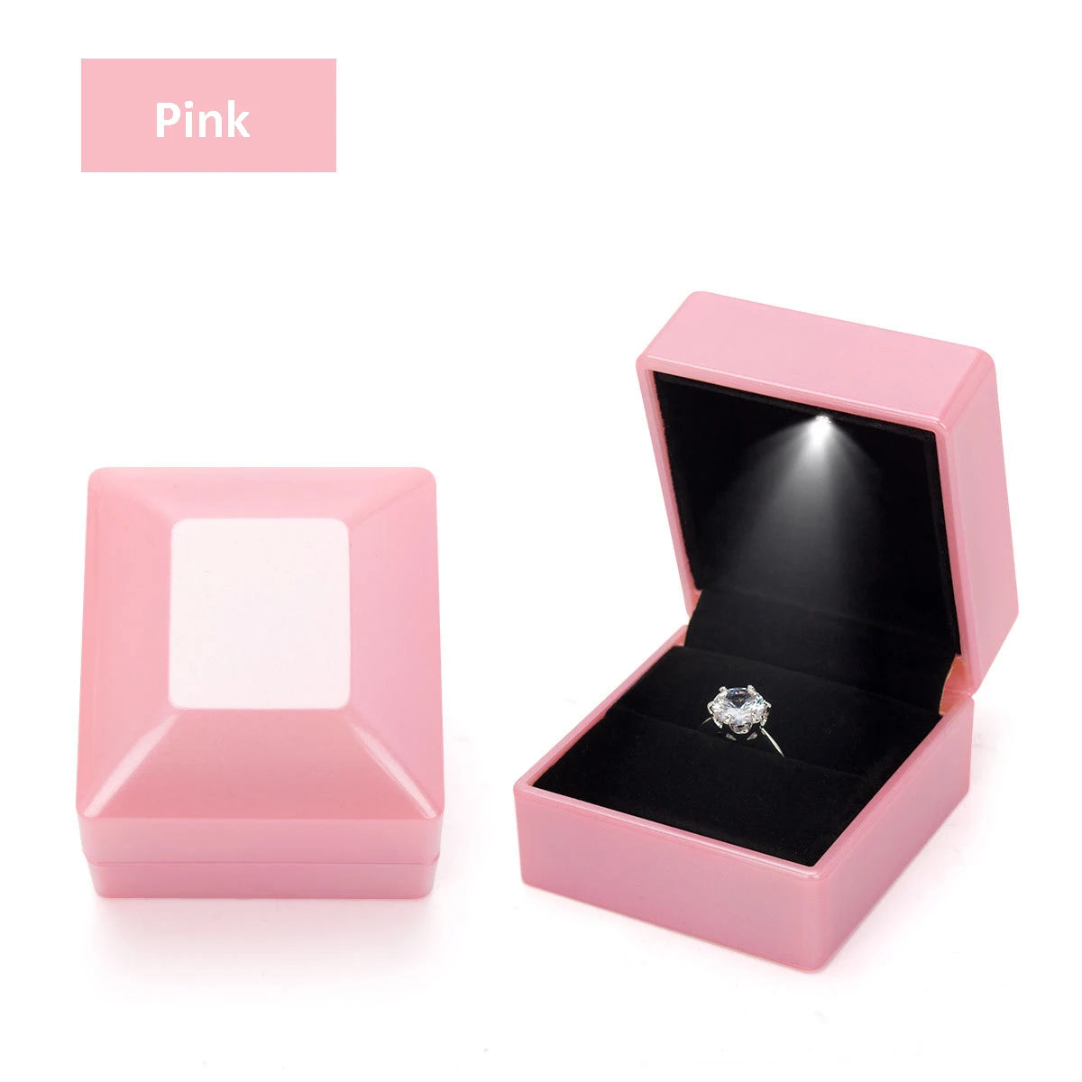 LED Luxury Velvet Jewelry Ring Box – Proposal Engagement Wedding Gift Display