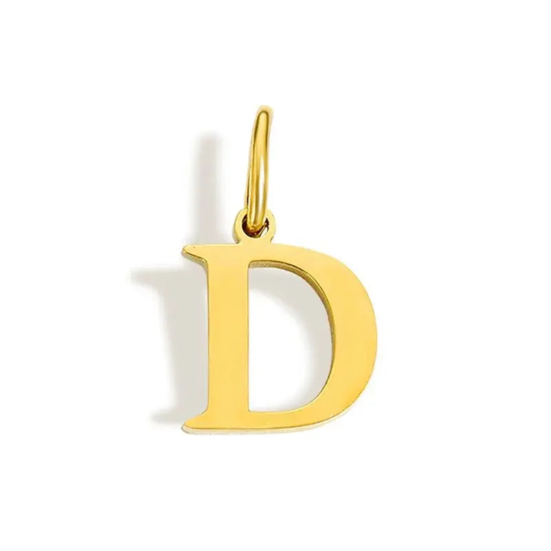 Gold Initial Letter Charm Pendant – Stainless Steel A-Z Personalized Necklace Gift