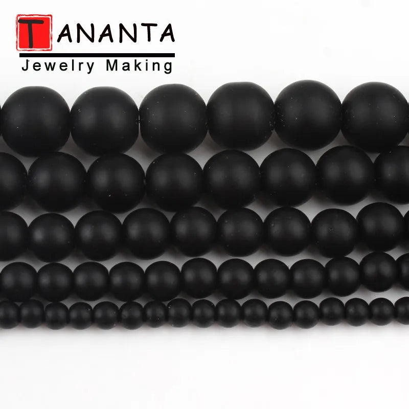Natural Black Onyx Matte Round Beads – DIY Jewelry Making Bracelet Necklace 4-12mm