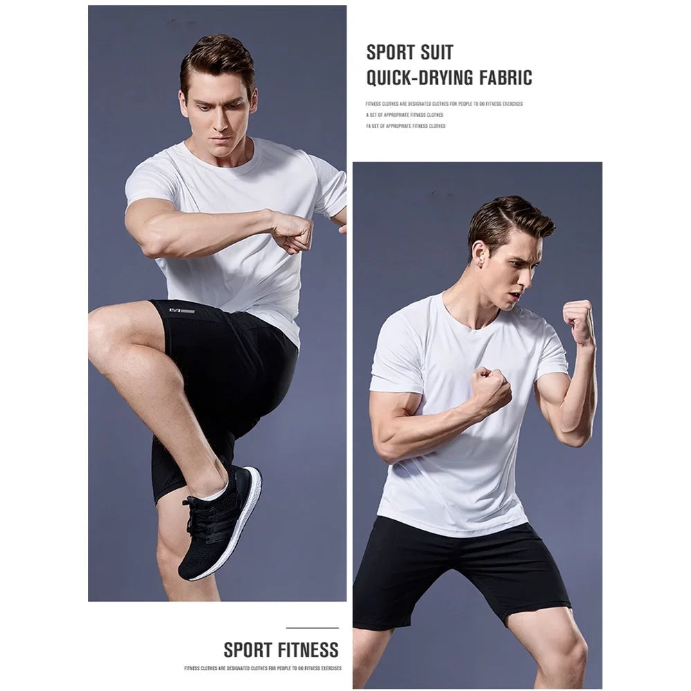 Men's Ice Silk Quick-Dry T-Shirt – High Elastic Breathable Gym & Casual Top