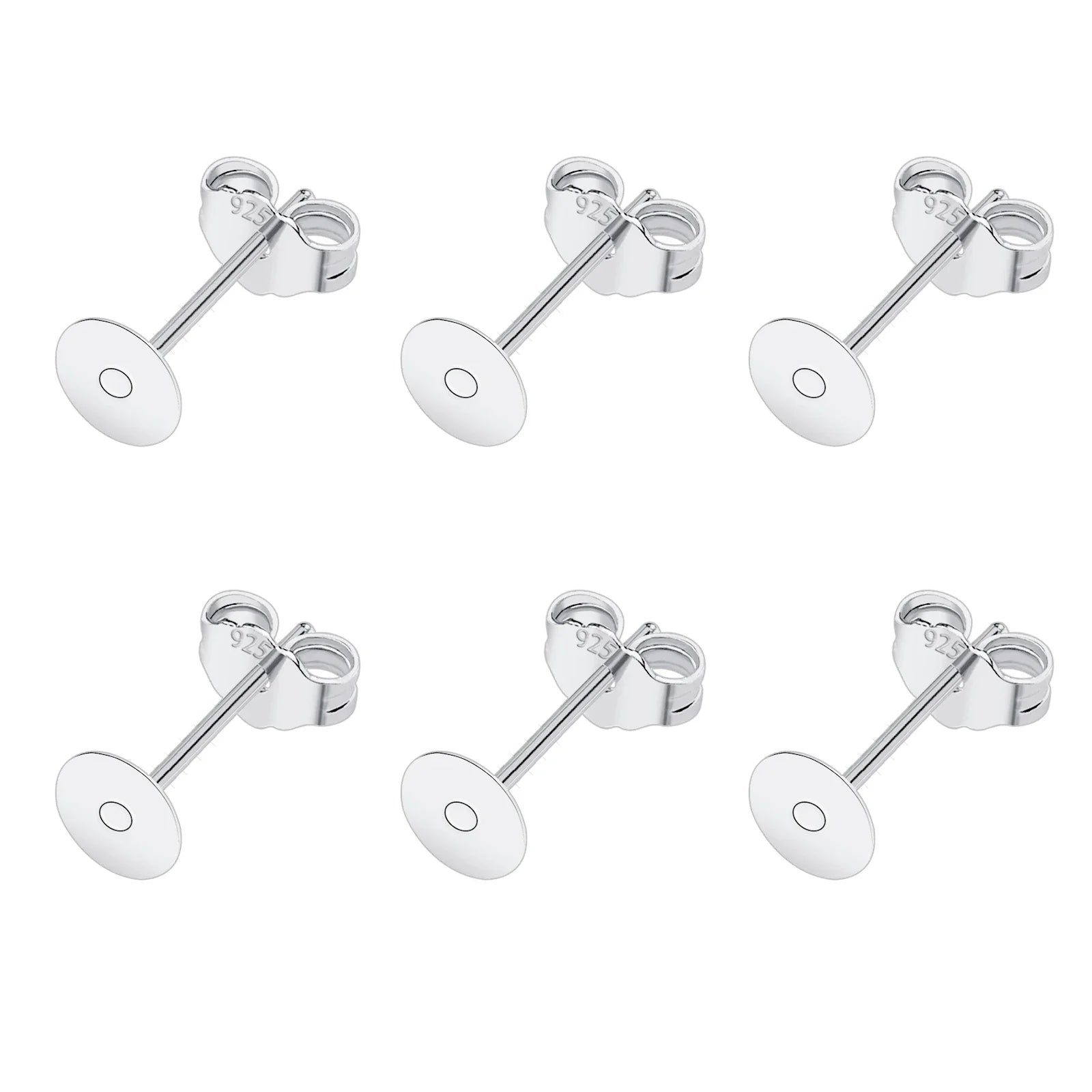 50pcs/Bag 925 Silver Stainless Steel Earring Studs Blank Post Base Pins With Earring Plug Findings Ear Back For Jewelry Making