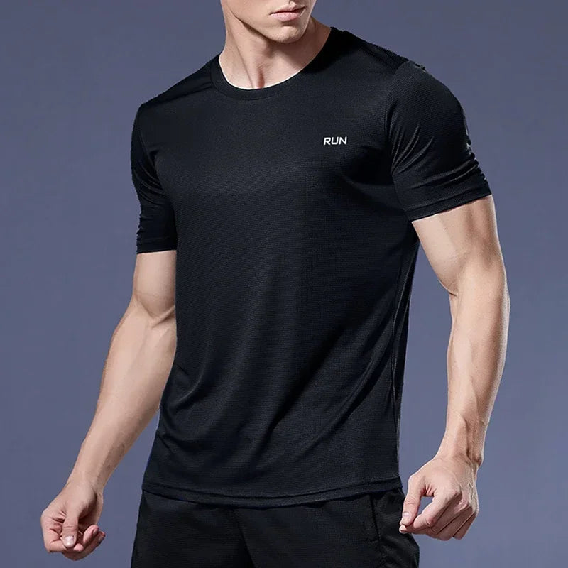 Men's Ice Silk Quick-Dry T-Shirt – High Elastic Breathable Gym & Casual Top