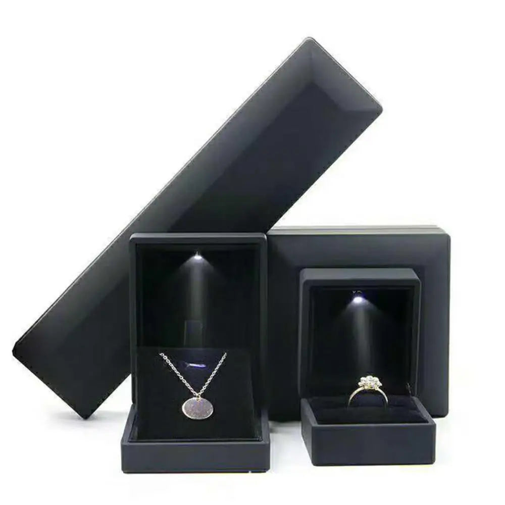 LED Luxury Velvet Jewelry Ring Box – Proposal Engagement Wedding Gift Display
