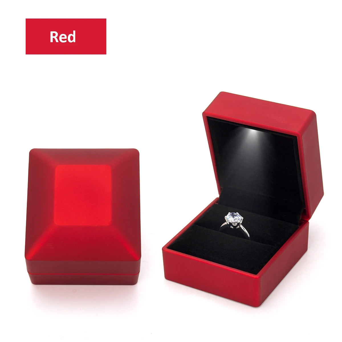 LED Luxury Velvet Jewelry Ring Box – Proposal Engagement Wedding Gift Display