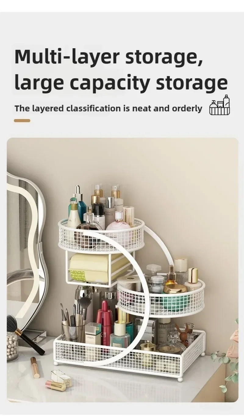 Metal Makeup Storage Rack – Multi-Layer Skincare Organizer No Installation