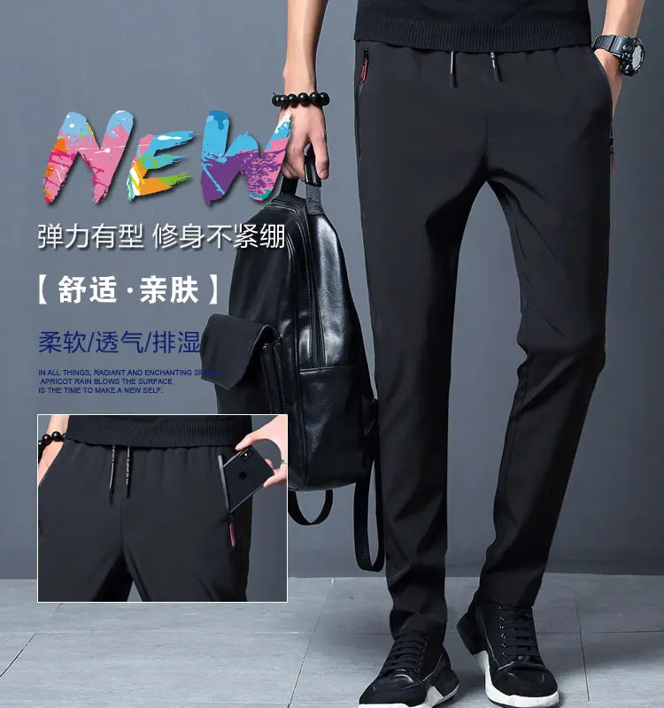 Men’s Slim Fit Stretch Jogger Pants – Elastic Waist Business Casual Korean Style