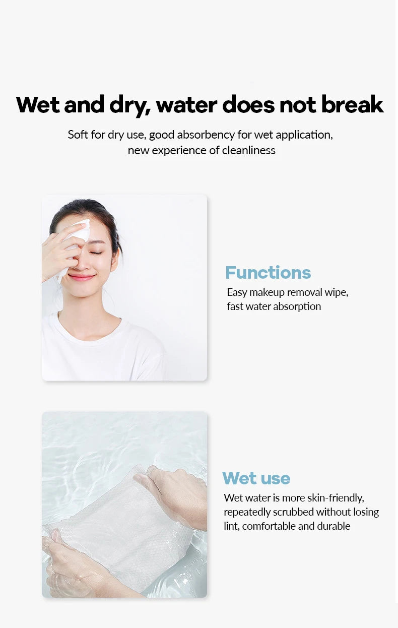 100-Count Disposable Cotton Face Towel – Soft Reusable Makeup Remover Pads