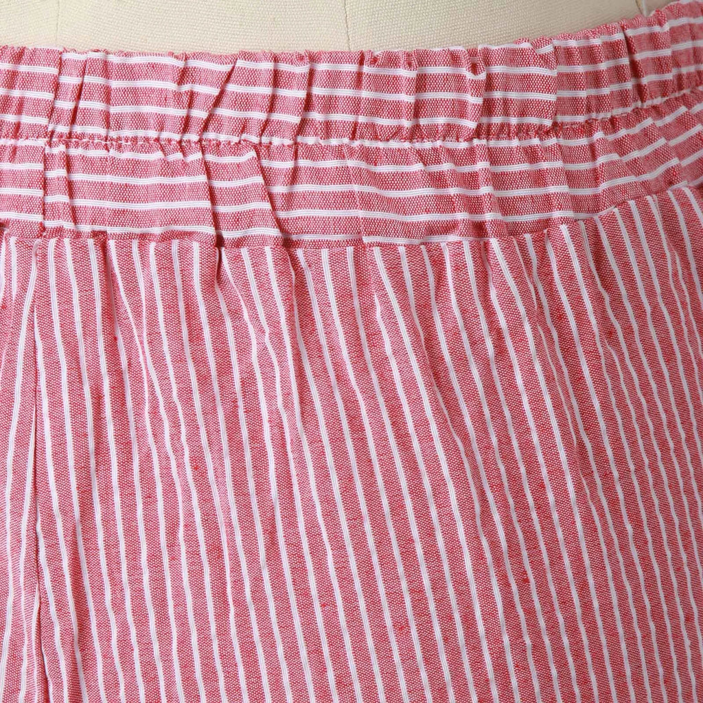 Women's Linen Wide Leg Pants – Striped High Waist Button Casual Yoga Trousers