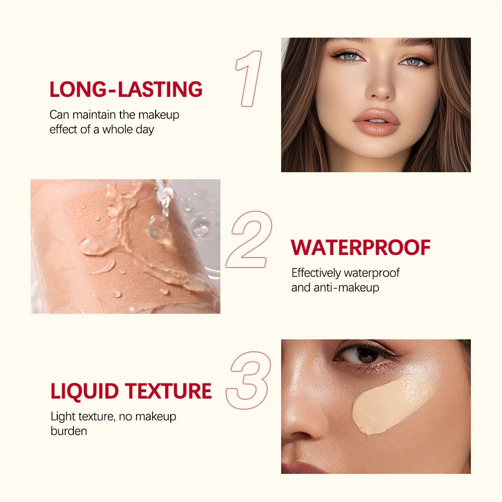 Matte Full Coverage Foundation Cream – Waterproof Long-Lasting Concealer Base