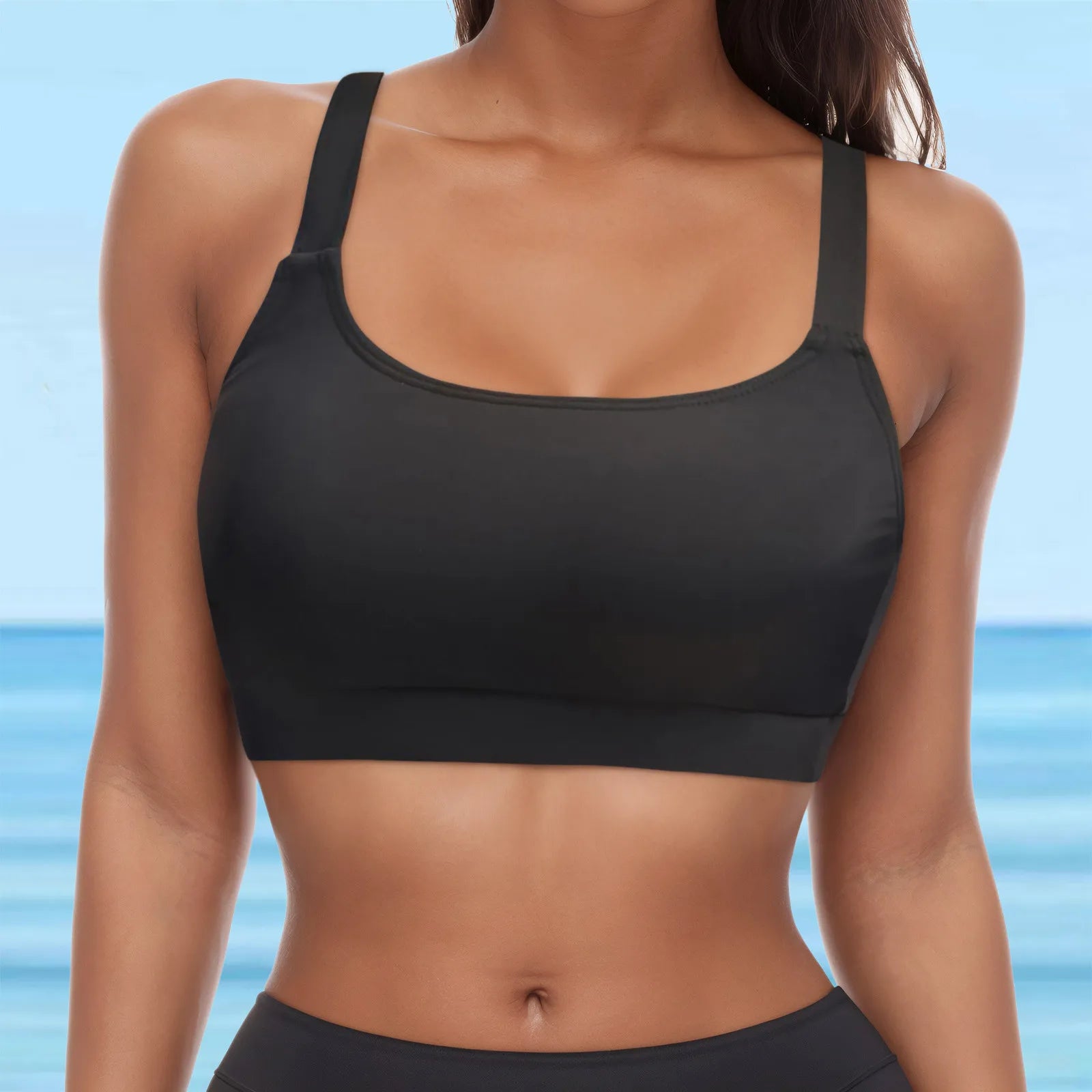 Women's Underwire Push-Up Bikini Top – Solid Color Full Coverage Swim Bra