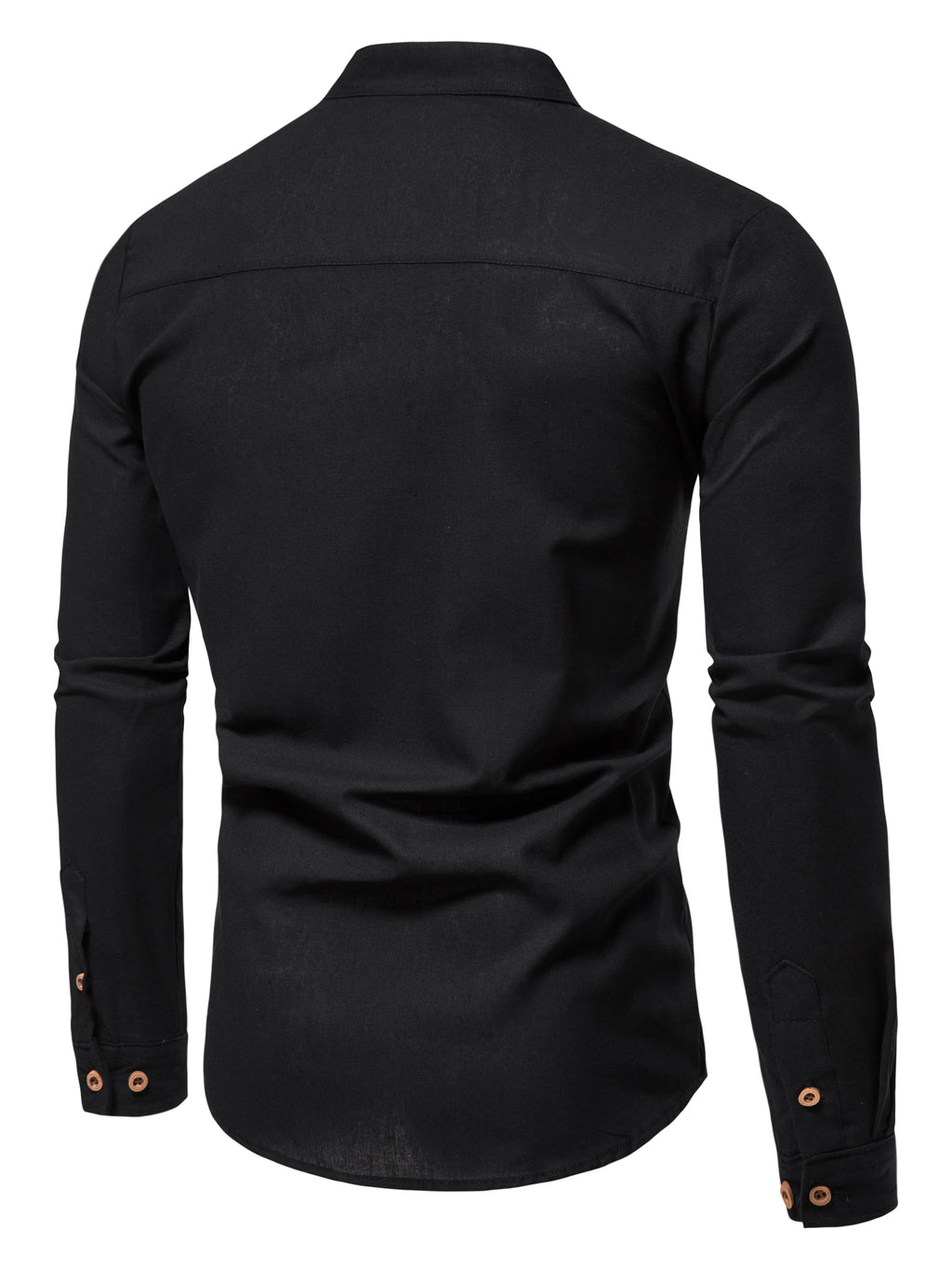 Men's Pure Cotton Slim Fit Stand Collar Shirt – Elegant Long Sleeve Spring Top