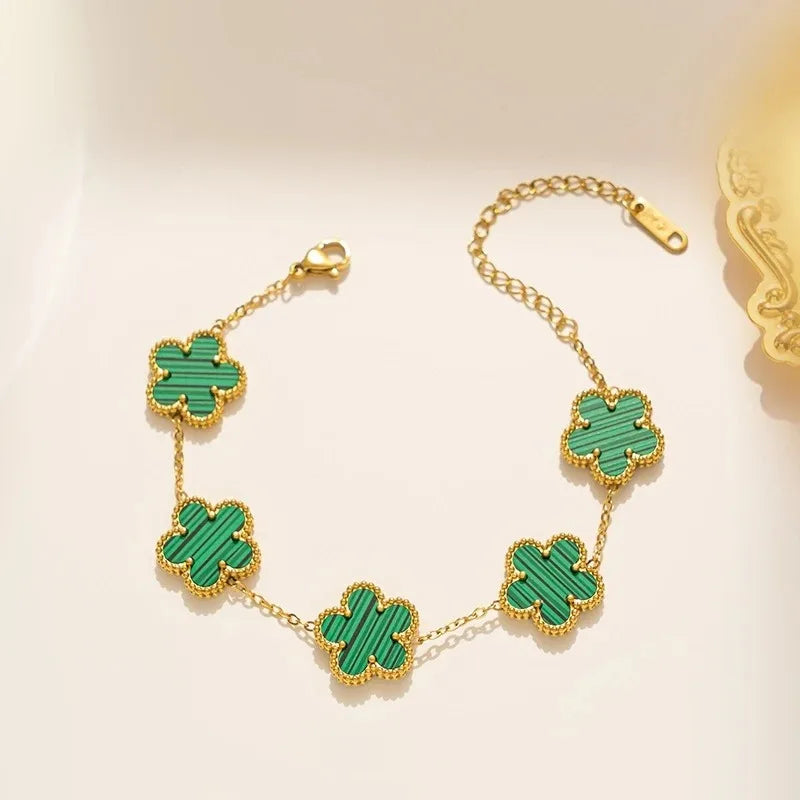 Five Leaf Clover Stainless Steel Bracelet – Shell Flower Women Party Jewelry Gift