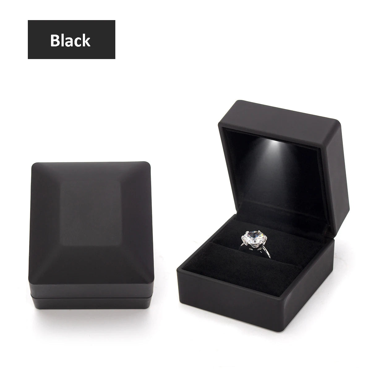 LED Luxury Velvet Jewelry Ring Box – Proposal Engagement Wedding Gift Display