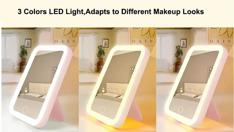 LED Lighted Vanity Makeup Mirror – Smart Desktop Dressing Table Illuminated Mirror