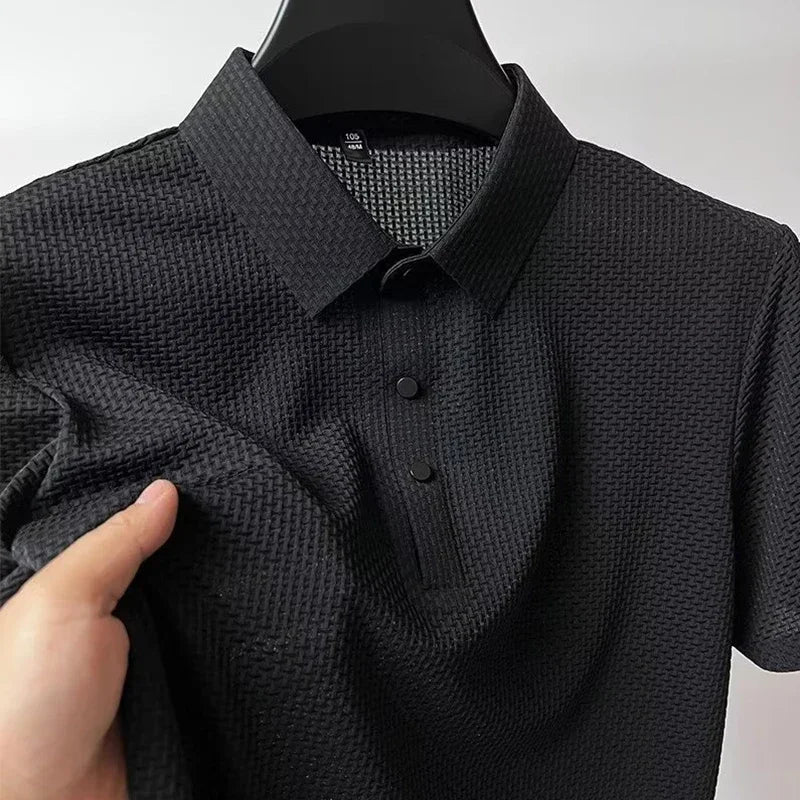 Men's Bone Print Polo Shirt – Breathable Casual Short Sleeve Summer Top