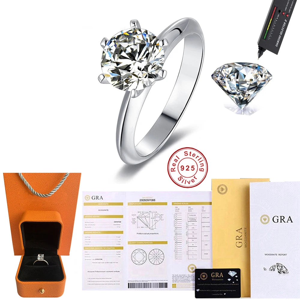 925 Sterling Silver Moissanite Ring – 1-3ct D Color Luxury Diamond Alternative