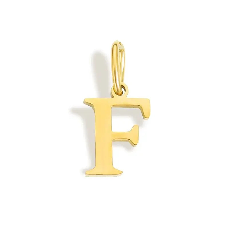 Gold Initial Letter Charm Pendant – Stainless Steel A-Z Personalized Necklace Gift