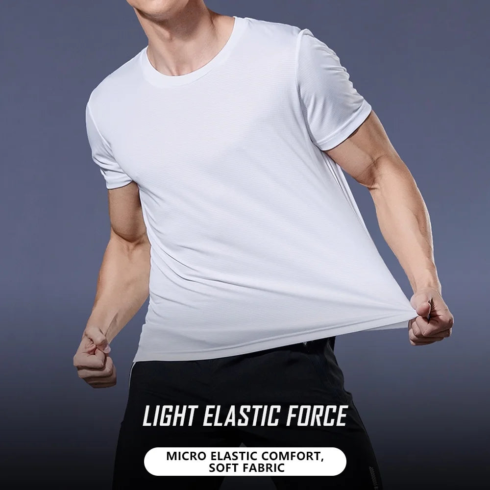 Men's Ice Silk Quick-Dry T-Shirt – High Elastic Breathable Gym & Casual Top