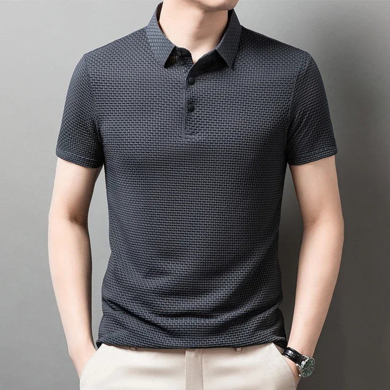 Men's Bone Print Polo Shirt – Breathable Casual Short Sleeve Summer Top