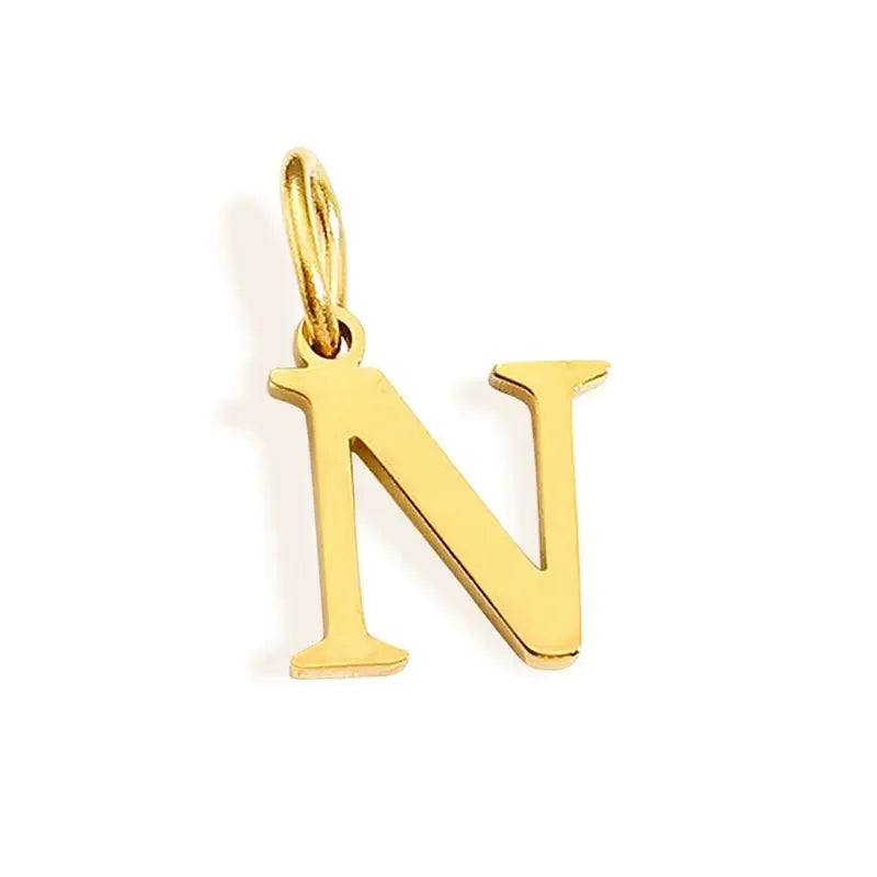 Gold Initial Letter Charm Pendant – Stainless Steel A-Z Personalized Necklace Gift