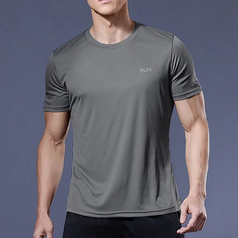 Men's Ice Silk Quick-Dry T-Shirt – High Elastic Breathable Gym & Casual Top