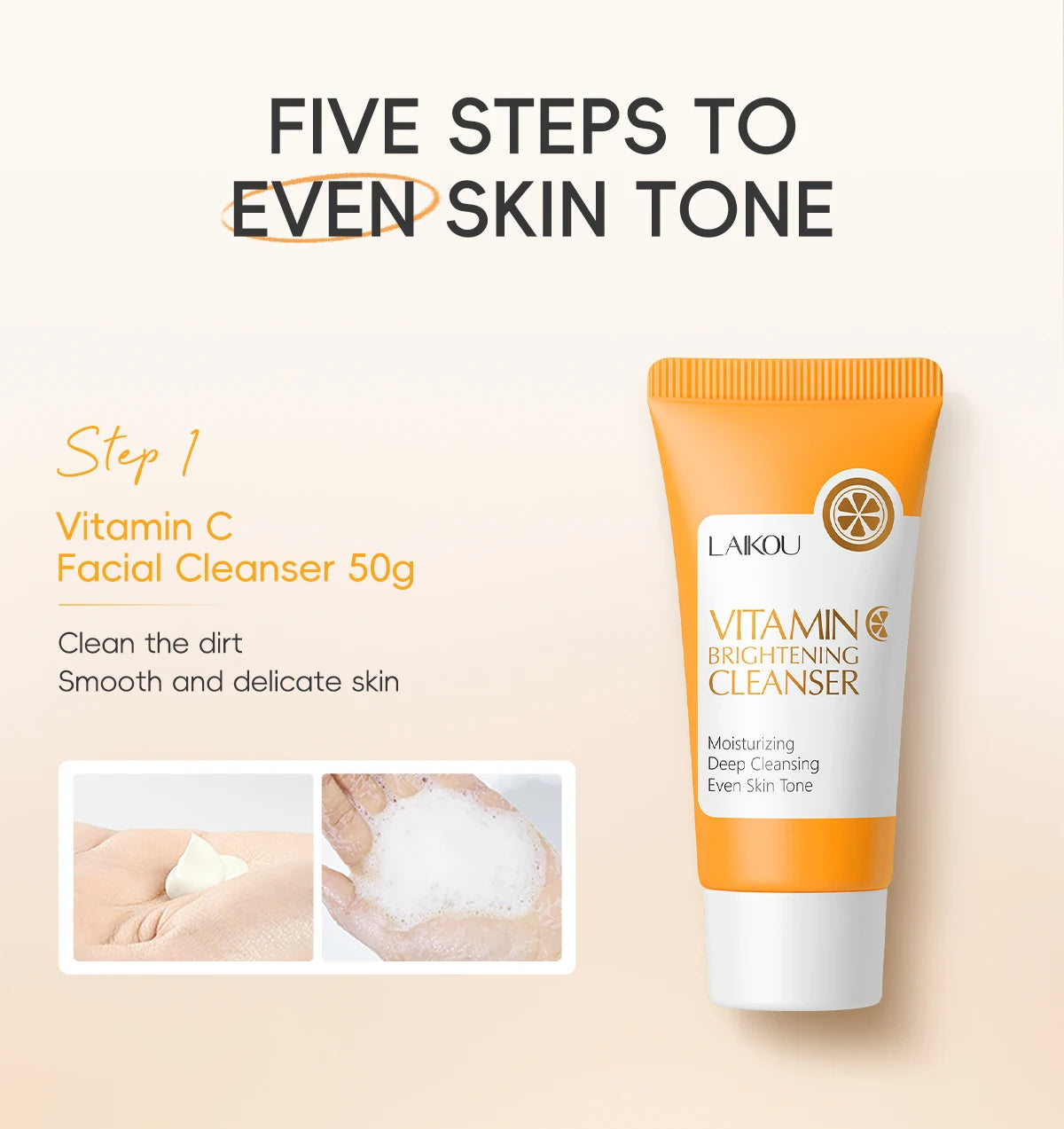 LAIKOU Vitamin C Brightening Skincare Set – 5-Piece Anti-Aging Glow Kit