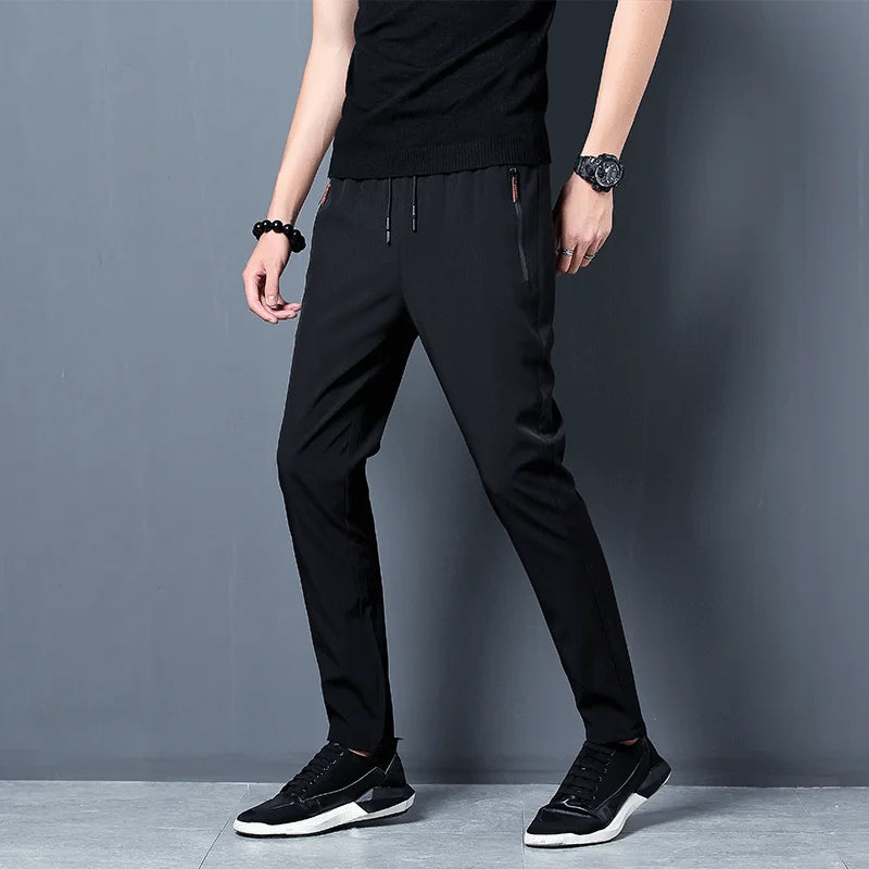 Men’s Slim Fit Stretch Jogger Pants – Elastic Waist Business Casual Korean Style