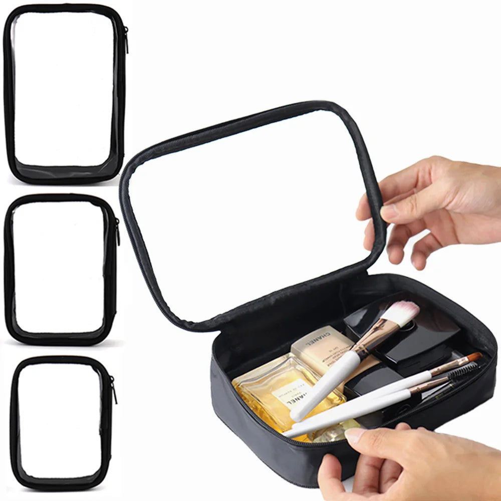 Clear PVC Waterproof Travel Makeup Bag – Toiletry Brush Organizer Pouch