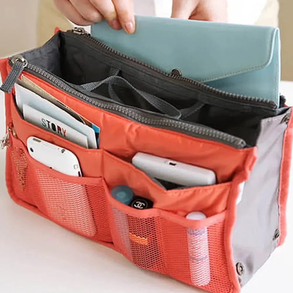 Large Double Zipper Travel Makeup Bag – Multi-Pocket Cosmetic Toiletry Organizer