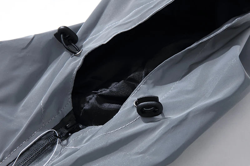 Men's Night Reflective Windbreaker – Waterproof Hip Hop Hooded Zip Jacket