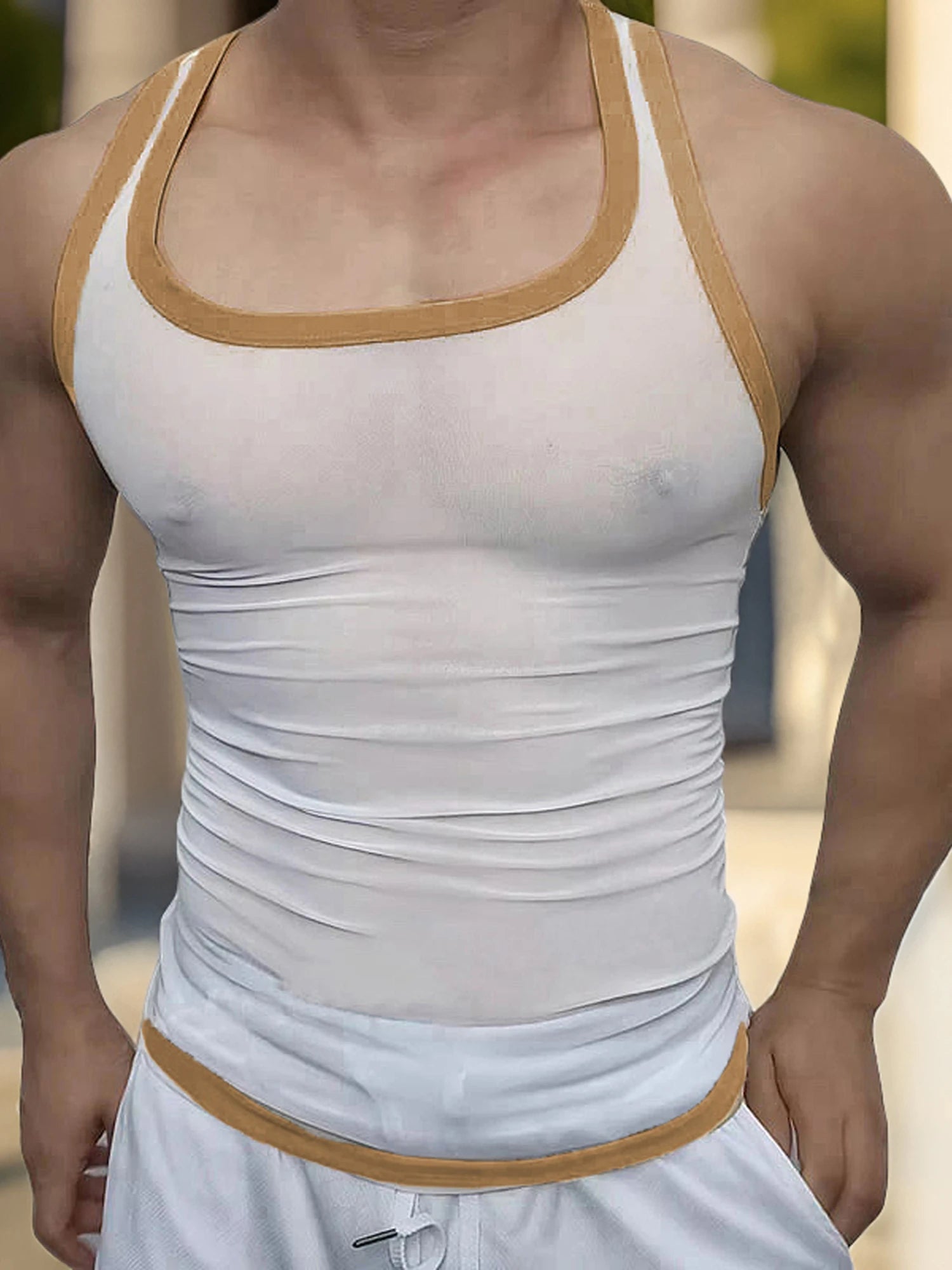 Men's Sleeveless Mesh Gym Tank Top – Breathable Bodybuilding Athletic Vest