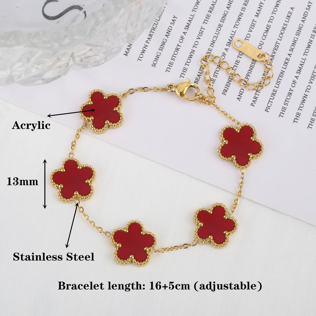 Five Leaf Clover Stainless Steel Bracelet – Shell Flower Women Party Jewelry Gift