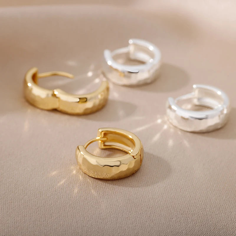 Gold & Silver Small Hoop Earrings – Stainless Steel Trendy Piercing Jewelry