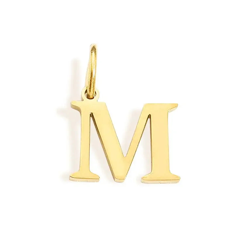 Gold Initial Letter Charm Pendant – Stainless Steel A-Z Personalized Necklace Gift